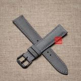 Dây đồng hồ da bò thật, da lộn nubuck kèm khóa màu xám