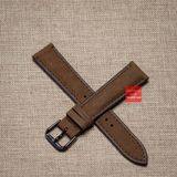 Dây đồng hồ da bò thật, da lộn nubuck kèm khóa màu nâu đậm