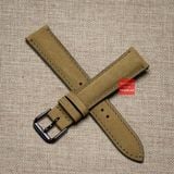 Dây đồng hồ da bò thật, da lộn nubuck kèm khóa màu nâu nhạt