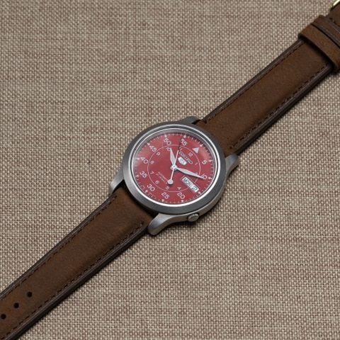 Dây đồng hồ da bò thật, da lộn nubuck kèm khóa màu nâu đậm