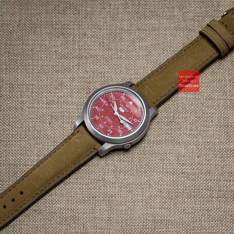 Dây đồng hồ da bò thật, da lộn nubuck kèm khóa màu nâu nhạt