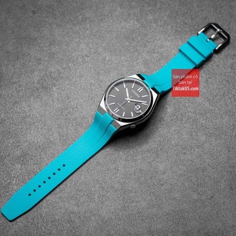 Dây đồng hồ Citizen Tsuyosa cao su cao cấp FKM chốt thông minh Premium màu xanh ngọc