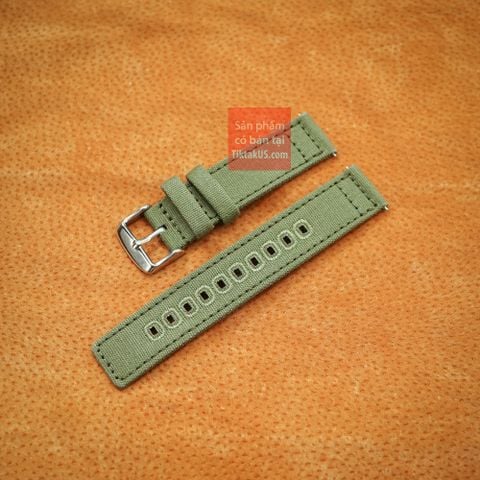 Dây đồng hồ vải dù chốt thông minh Canvas Seiko quân đội xanh rêu