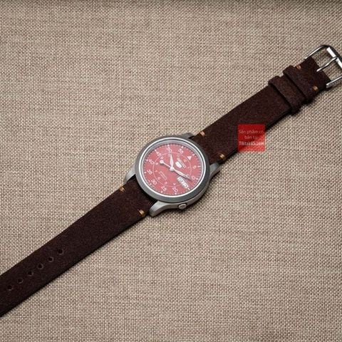 Dây đồng hồ da lộn không chỉ viền - màu Nâu Đậm
