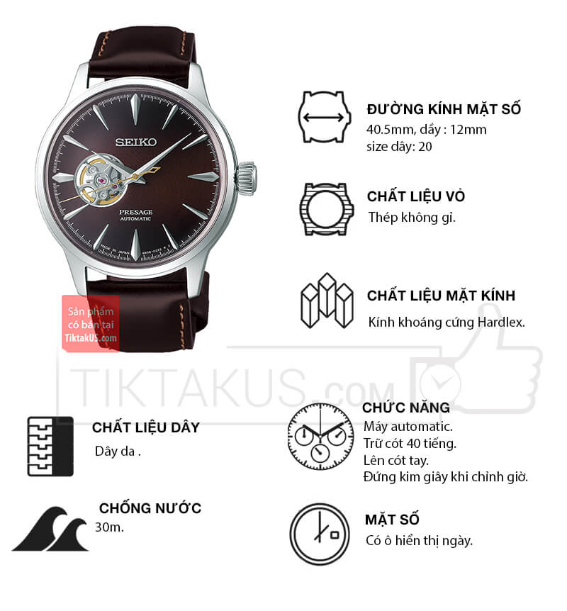 Đồng hồ nam cao cấp Seiko Presage SSA407J1 - Tiktakus