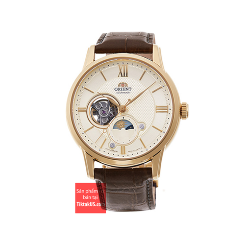 Đồng hồ đeo tay nam Orient Sun and Moon open heart GOLD RA-AS0010S30B (RA-AS0010S10B)