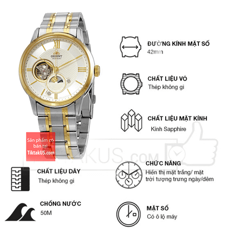 Đồng hồ đeo tay nam Orient Sun and Moon Open Heart RA-AS0007S30B ( RA-AS0007S10B )