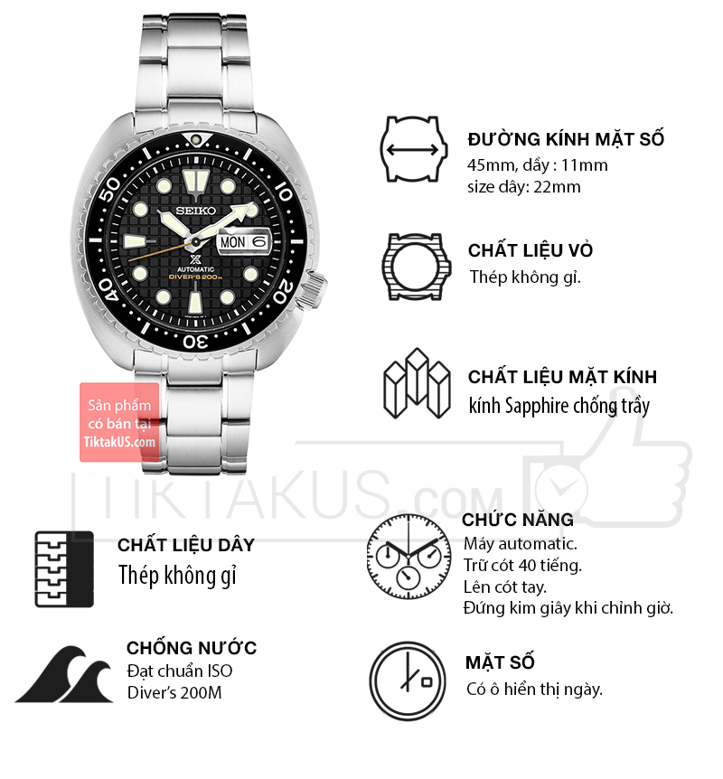 Đồng hồ nam SEIKO SRPE03 SRPE03K1 King Turtle 2020 Prospex Diver 200m -  Tiktakus