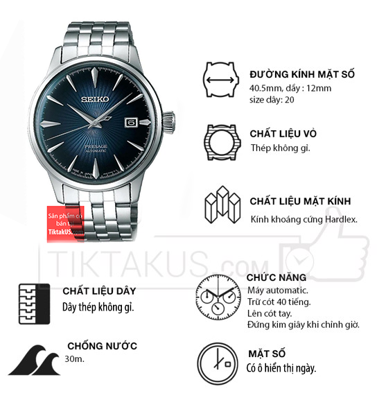 Seiko Presage Cocktail SRPB41J1 Made in Japan-SARY123 - Tiktakus Seiko Presage Cocktail SRPB41J1 Made in Japan-SARY123 - Tiktakus
