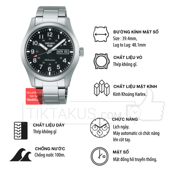 Seiko 5 quân đội 2021 SRPG27K1 size  4R36 automatic. - Tiktakus