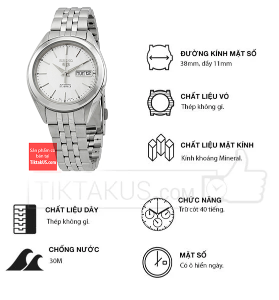 ng h nam day thep Seiko 5 automatic SNKL15K1 Tiktakus
