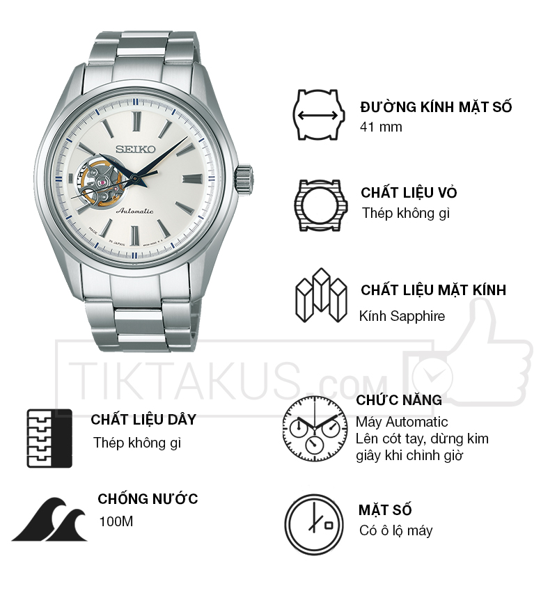 Đồng hồ nam dây thép Seiko Presage Automatic Sary051 ( Made in Japan ) -  Tiktakus