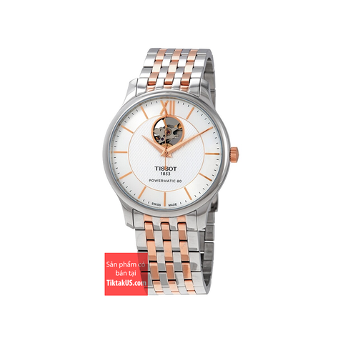 Đồng hồ đeo tay nam Tissot T-Classic Tradition open heart T063.907.22.038.01 demi Rose gold (T0639072203801)