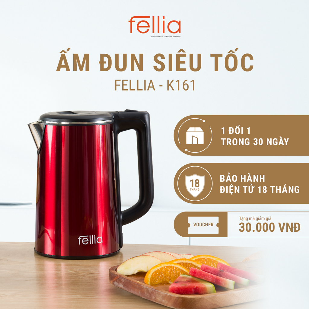  Ấm đun siêu tốc Fellia K161 (1,8 lít) 