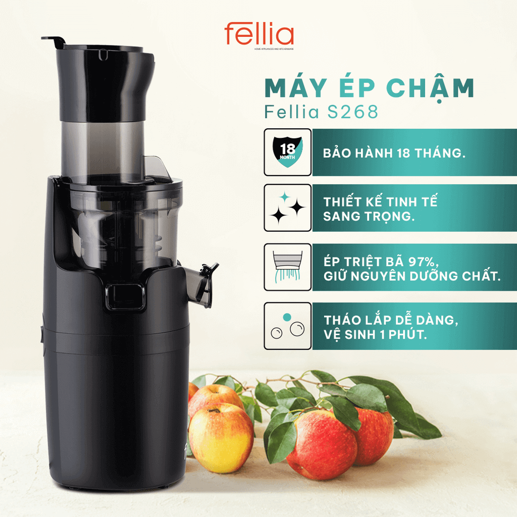  Máy ép chậm Fellia S268 màu đen 