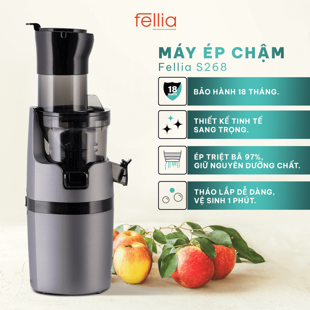  Máy ép chậm Fellia S268 màu xám 