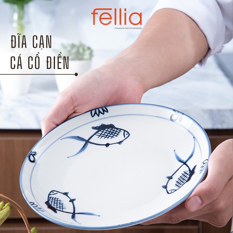  Dĩa đĩa hình con cá cổ điển Fellia cao cấp 