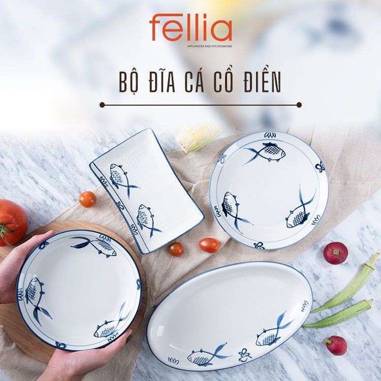  Dĩa đĩa hình con cá cổ điển Fellia cao cấp 