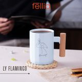 Ly sứ FLAMINGO tay cầm GỖ Fellia_Trắng_ JSD1099-1