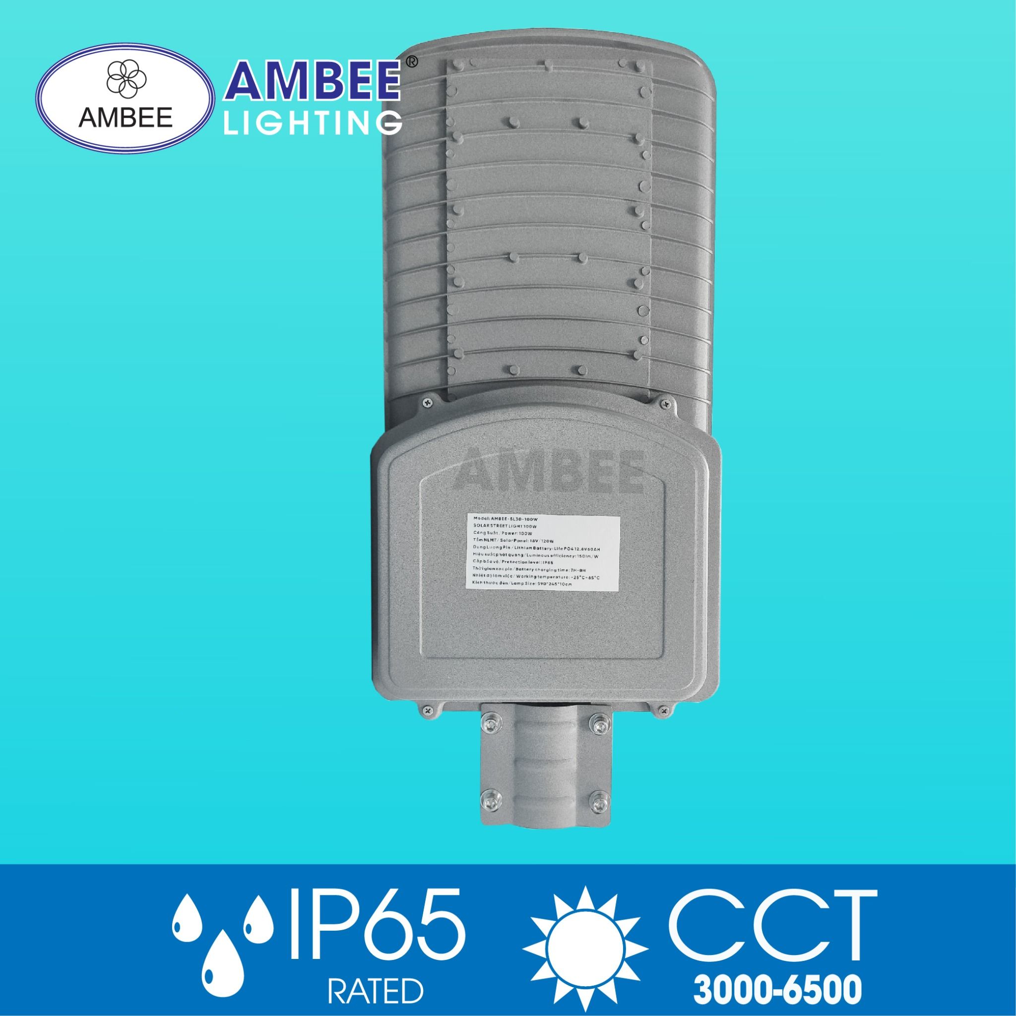 Đèn Đường Năng Lượng Mặt Trời 100w (Loại Rời)