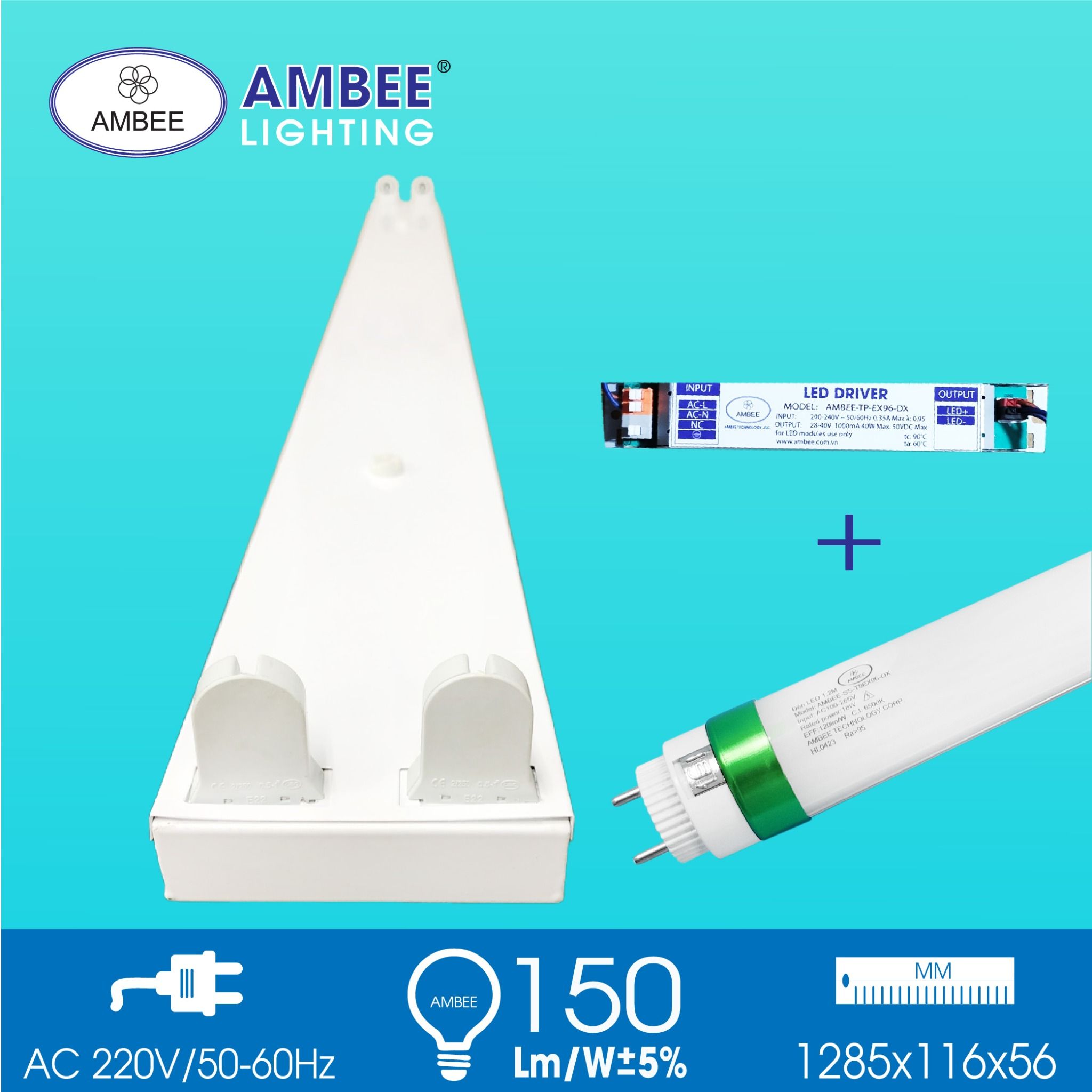 BỘ ĐÈN LED ĐÔI T8 2x18W (DC 24V/150 LM)