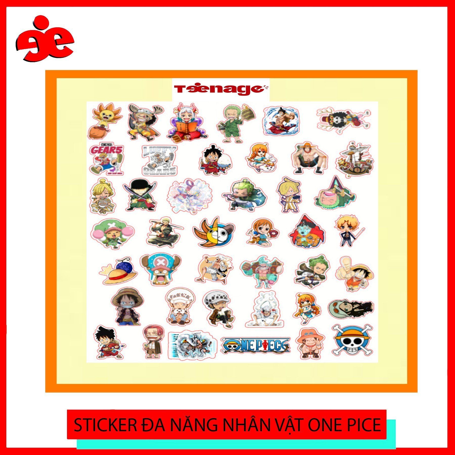 Sticker đa năng One piece cực ngầu 005-(20 hình)- Chống thấm nước,dùng để dán mũ bảo hiểm, laptop,điện thoại...