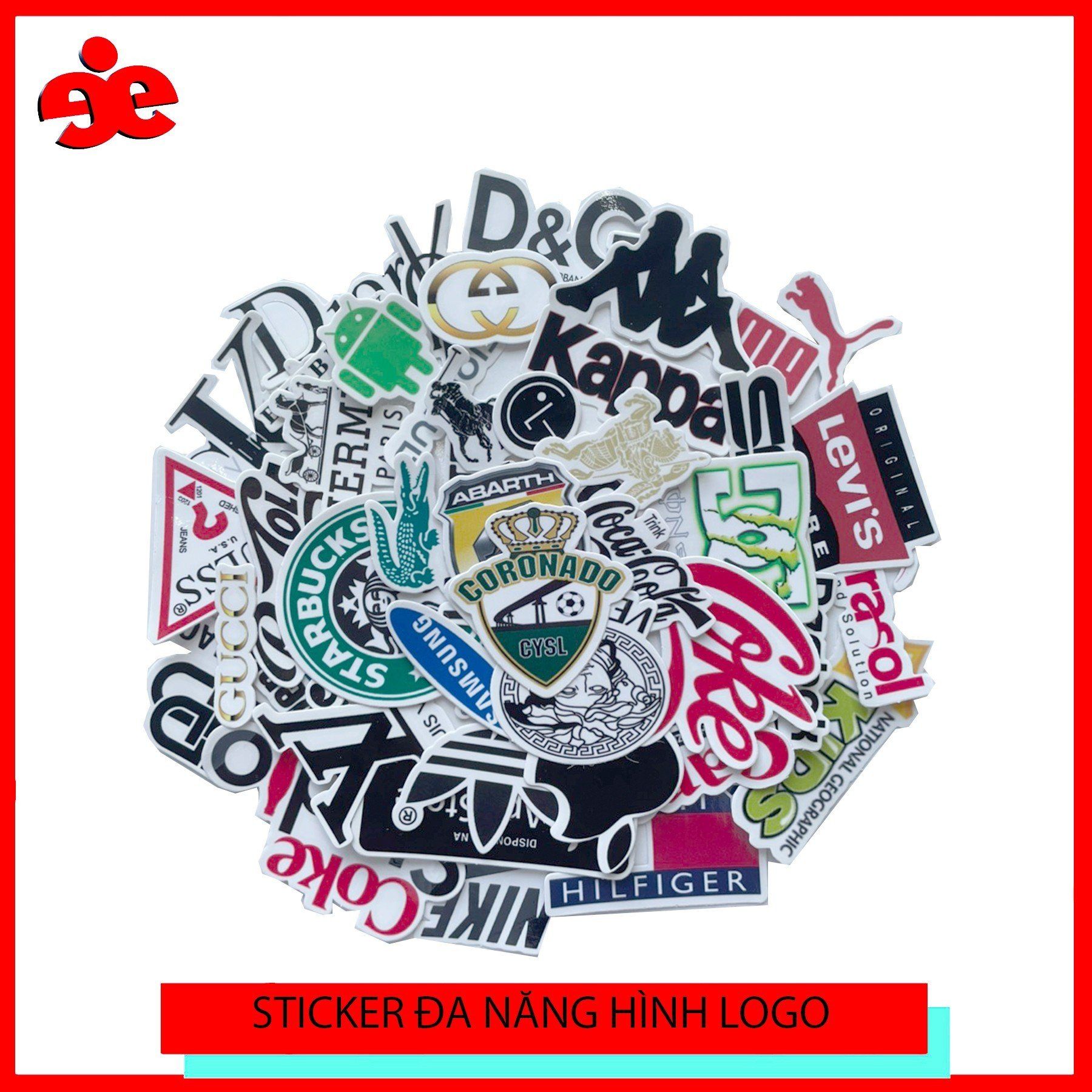 Sticker đa năng Logo thương hiệu nổi tiếng 006-(20 hình)-Chống thấm nước,dùng để dán mũ bảo hiểm, laptop,điện thoại...