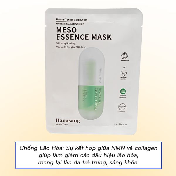  Mặt nạ Meso Hanasang Essence Mask Hàn Quốc chiết xuất ngọc trai cải thiện da xỉn màu 
