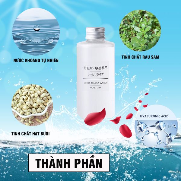  Nước hoa hồng Nhật Bản Muji Light Toning Water 200ml không chứa cồn phù hợp với da dầu mụn -  A216 