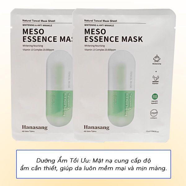  Mặt nạ Meso Hanasang Essence Mask Hàn Quốc chiết xuất ngọc trai cải thiện da xỉn màu 