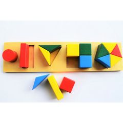 Các viên gạch nhiều màu sắc có hình dạng khác nhau cỡ lớn<br>Shape Fractions Sorting Exercise in Tray Big Size