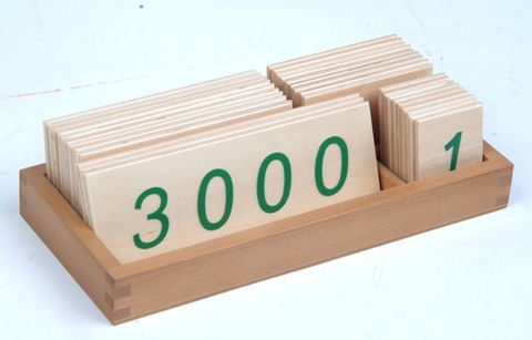 Các thẻ màu từu 1 đến 3000 (cỡ lớn)<br>Large Wooden Number Cards With Box (1-3000)
