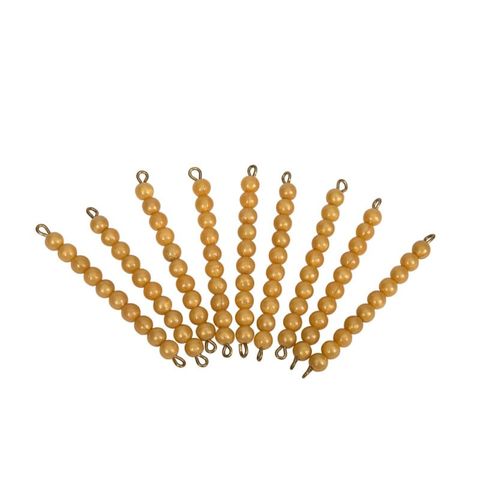 9 hạt cườm vàng (đơn vị 10)<br>9 Golden Bead Bars of Ten