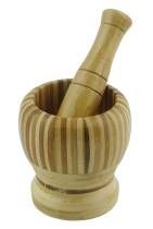 Small bamboo mash jug with pestle