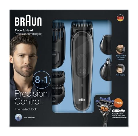 HẾT HÀNG - Máy cạo râu nam đa dụng Braun MGK3060 8 trong 1, All-in-One Beard Trimmer for Men