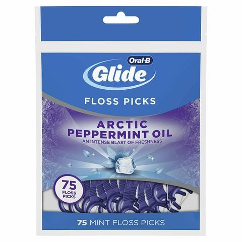 MẪU MỚI - Cung chỉ nha khoa Oral B Glide Floss Pick Artic Peppermint Oil 75 cây/gói