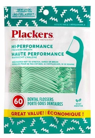 HÀNG MỚI VỀ - Cung chỉ nha khoa Plackers Hi Performance Dental Flosser - 60 cây vị bạc hà