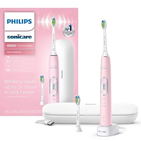 MẪU MỚI - Bàn chải điện Philips Sonicare ProtectiveClean 6500 Hồng  - HX6462/06