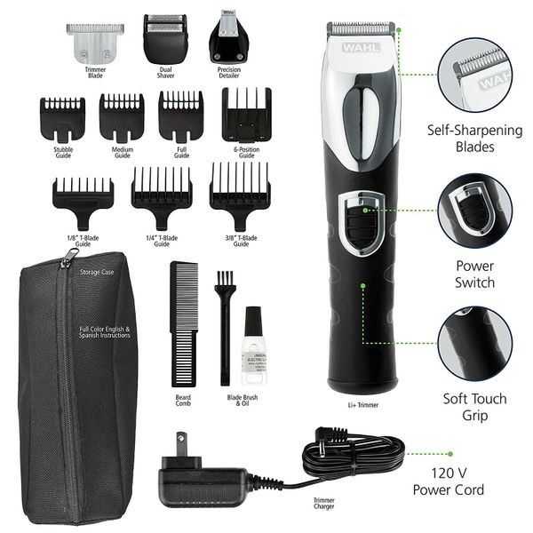 Máy cạo râu không dây Wahl 9854-600 Lithium Ion All-In-One Trimmer dàn ...