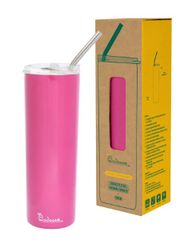 Bình giữ nhiệt 600ml (Hồng) + ống hút kim loại