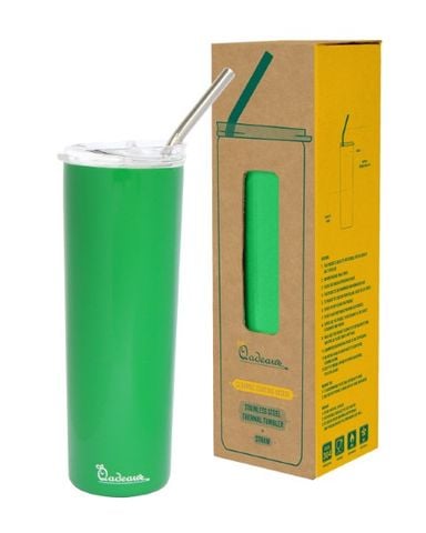 Bình giữ nhiệt 600ml (Xanh Lá) + ống hút kim loại