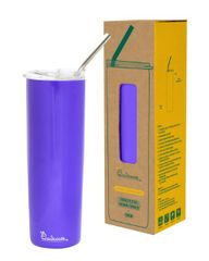 Bình giữ nhiệt 600ml (Tím) + ống hút kim loại