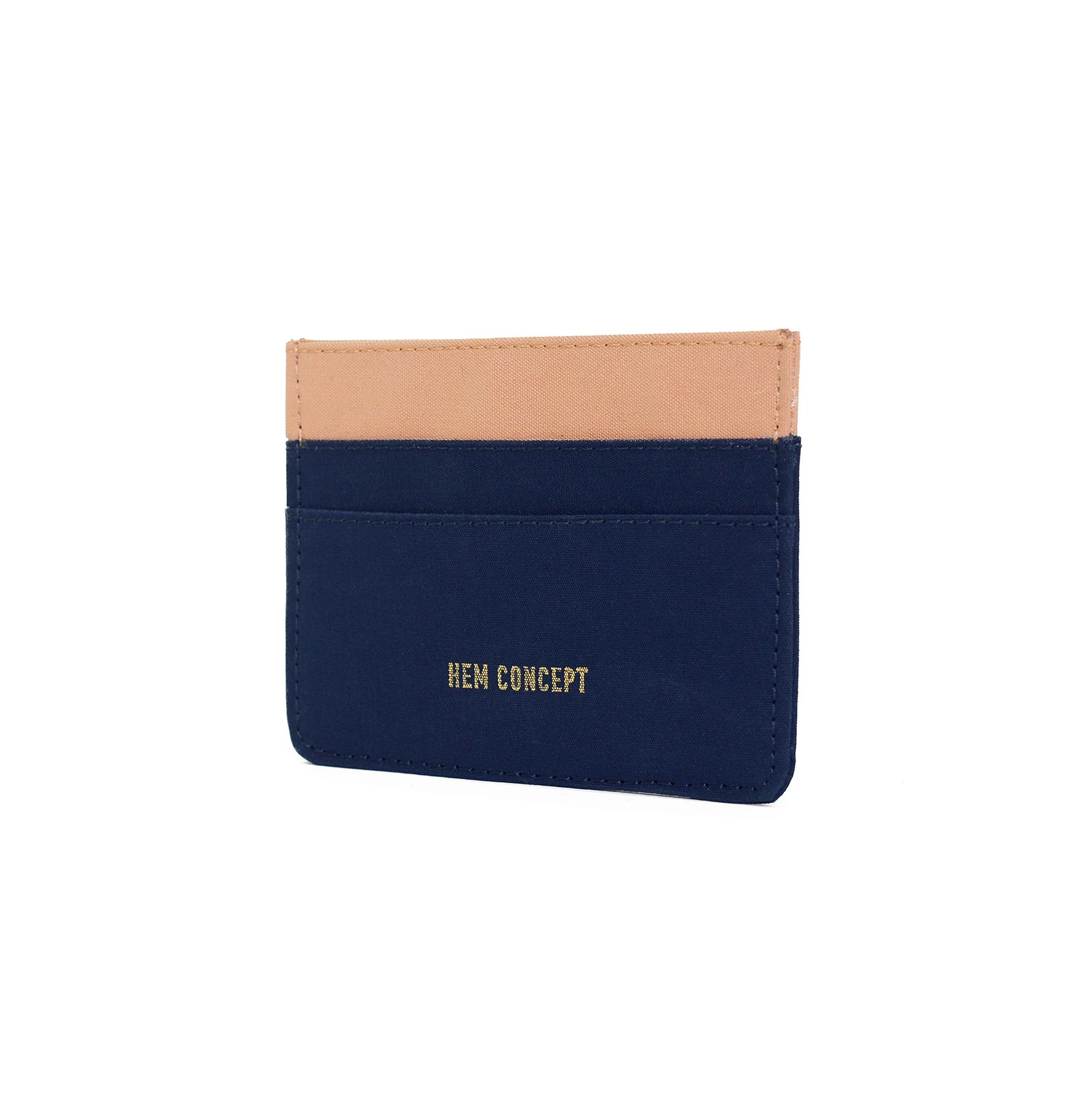 SLIM WALLET - NAVY/CARAMEL