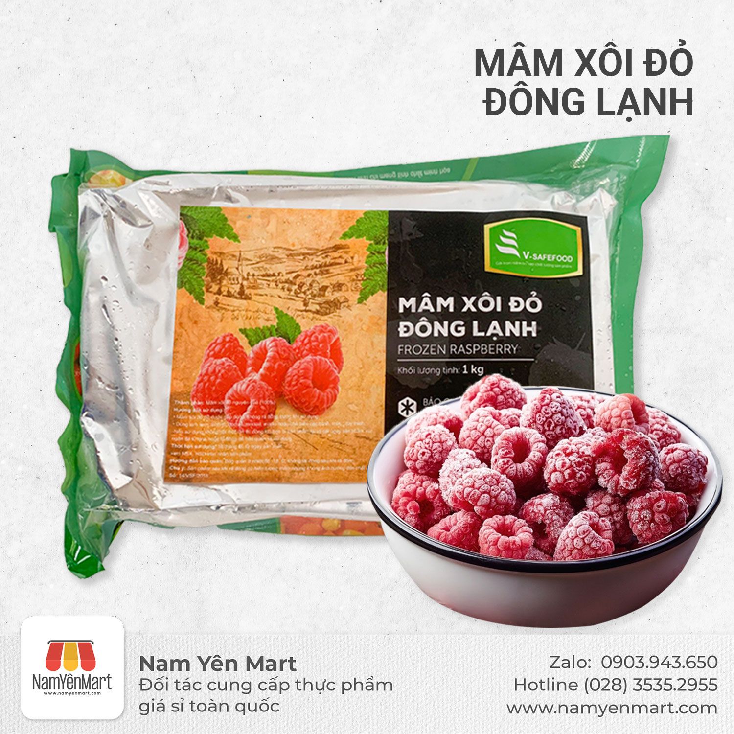  Mâm Xôi đỏ đông lạnh V-safefood 1kg 