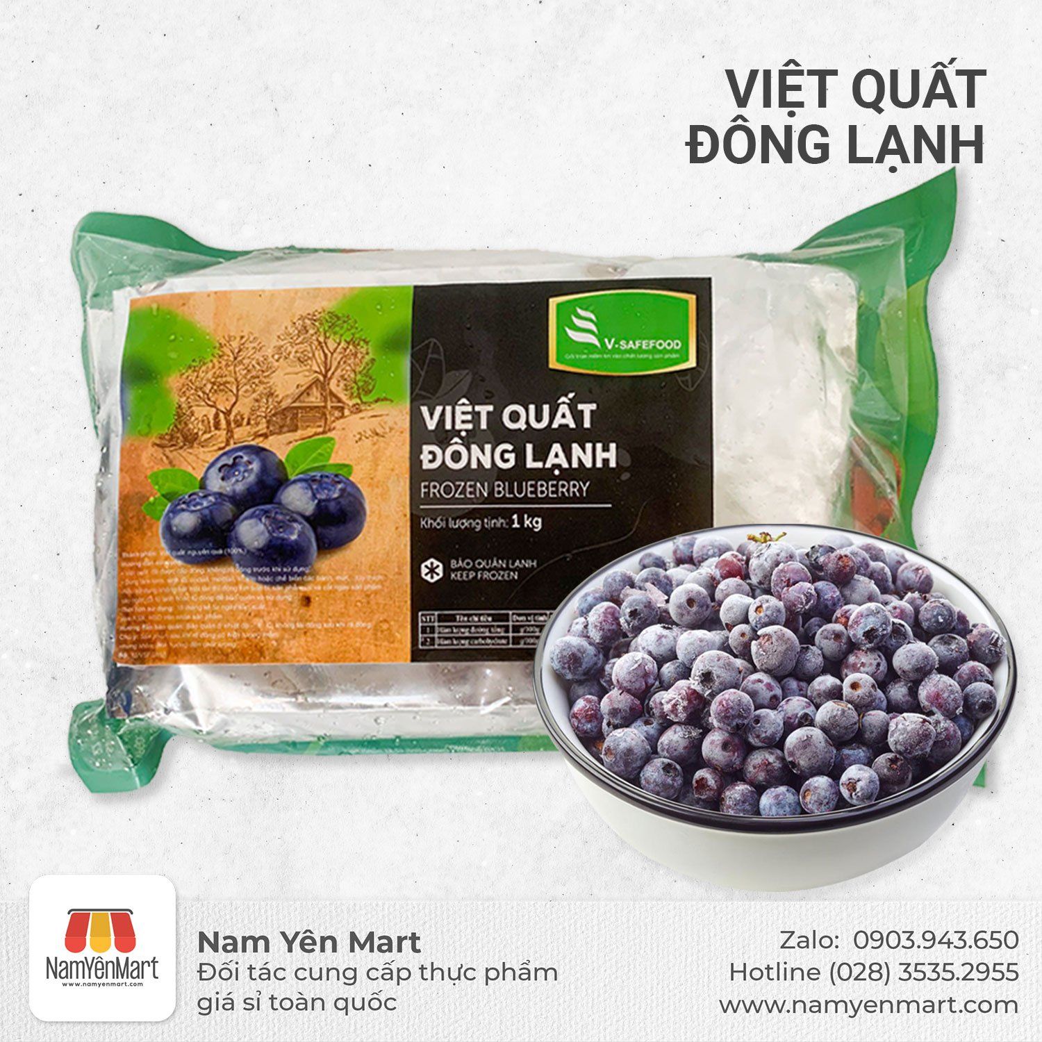 Việt Quất Đông Lạnh V-safefood 1kg 