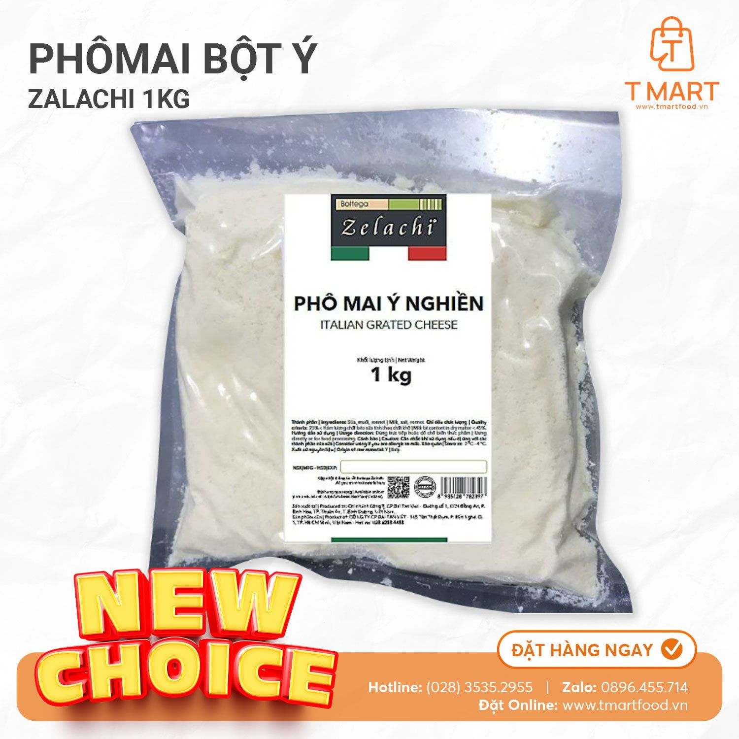  Phô mai Ý bột Zelachi 1kg 