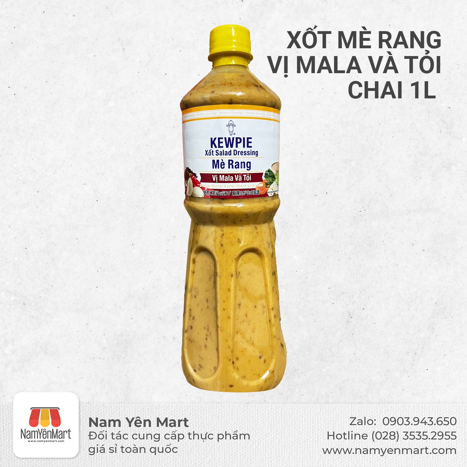  Xốt mè rang vị mala và tỏi Kewpie - chai 1 lít 