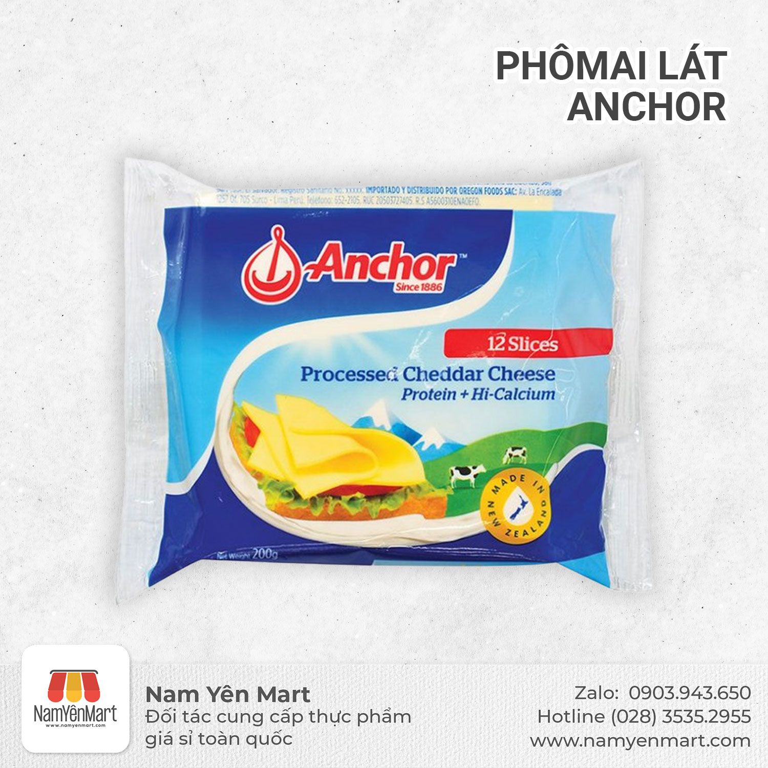  Phômai Lát Cheddar Anchor (200g) 12 Lát 