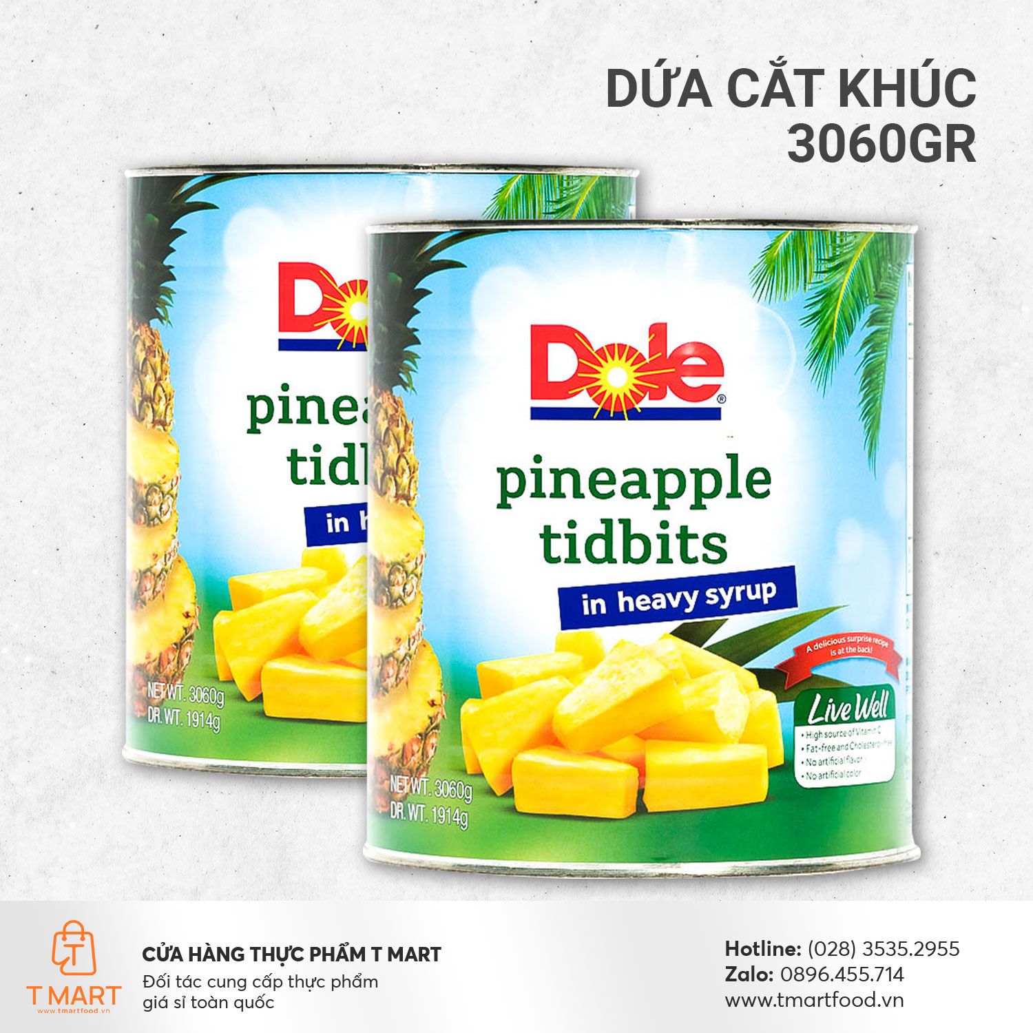  Dứa cắt khúc (3060gr) - Dole Pineapple Tidbits Heavy (3.06kg) 