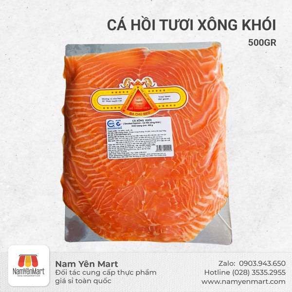  Cá hồi tươi xông khói bao 500g Ba Chú Beo 